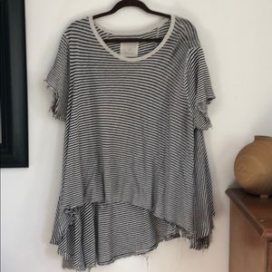 We The Free B&W Striped Flowy Top